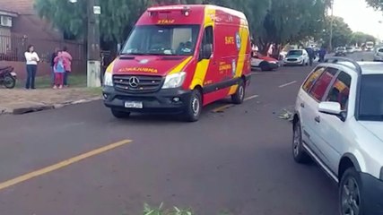 Após atropelar cachorro, motociclista sofre queda e fica ferido