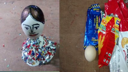 How to make Doll/Egg shell,biscuits empty packets crafts