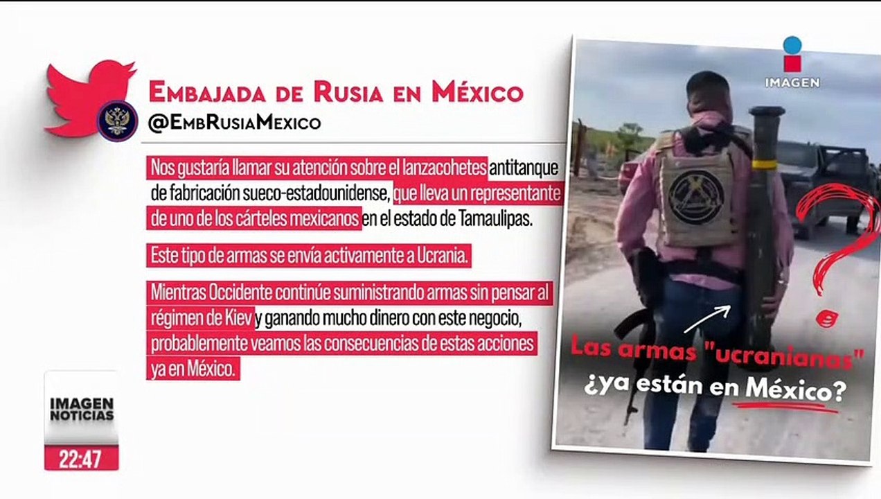 Embajada de Rusia asegura que sicario de Tamaulipas porta un lanzacohetes ucraniano