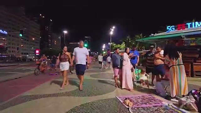 Copacabana Boardwalk at Night Rio de Janeiro, Brasil 4K 2025