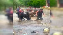 Denizli’de etkili olan kuvvetli yağışta kimi hayvanını kimi iş yerini kurtarmak için sele karşı durdu