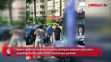 Antalya’da dehşet anları! Kadın otobüs şoförünün üzerine bıçakla yürüdü