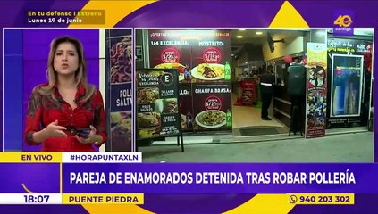 Detienen a pareja de enamorados por robar polleria.