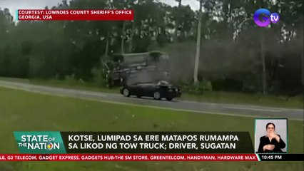 Kotse, lumipad sa ere matapos sumampa sa likod ng tow truck; Driver, sugatan | SONA