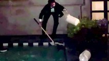AMAZON DRIVER launches package into SWIMMING POOL!