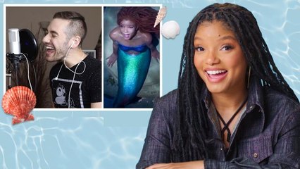 Halle Bailey Watches 'The Little Mermaid' Fan Covers on YouTube