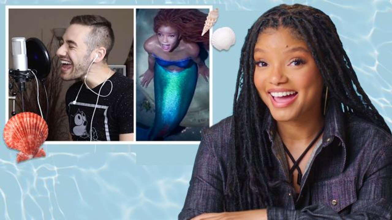 Halle Bailey Watches 'The Little Mermaid' Fan Covers on YouTube