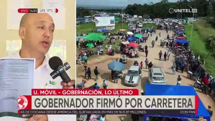 Camacho firma documento que da prioridad a la construcción de tramo carretero en Yapacaní