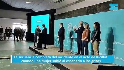 La secuencia completa del incidente en el acto de Kicillof cuando una mujer subió al escenario a los gritos