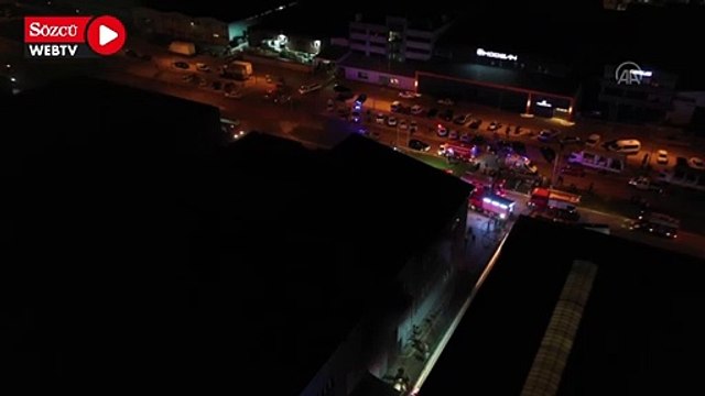 Kauçuk fabrikasında çıkan yangına müdahale ediliyor