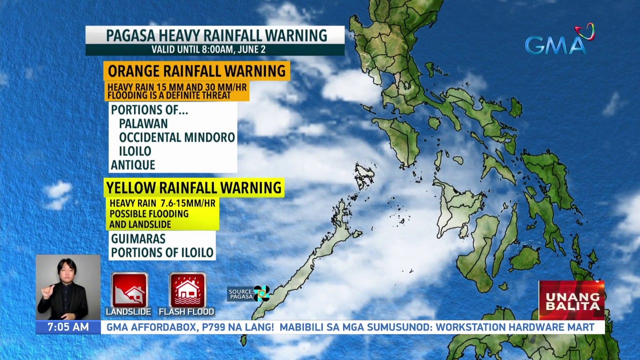 Heavy rainfall at rainfall advisories, nakataas...