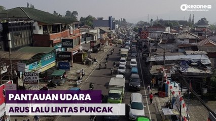 Pantauan Udara Arus Lalu Lintas Kawasan Wisata Puncak, Macet sejak Pagi