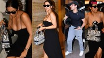 Malaika Arora Black Side Slit Dress में निकलीं बेटे के साथ, Dress में Oops Moment होते-होते बचा!