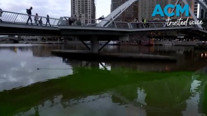 Melbourne's Yarra River turns fluorescent green