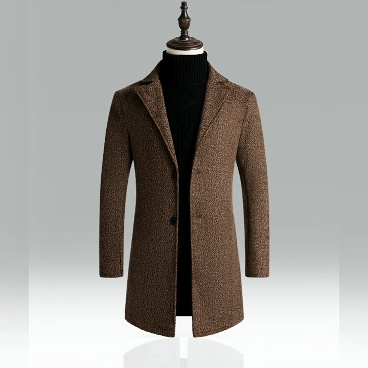 Men's Snowflake Trench Coat Mid-length Woolen Coat
