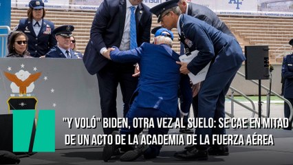 "Y voló" Biden, otra vez al suelo: se cae en mitad de un acto de la Academia de la Fuerza Aérea