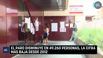 El paro disminuye en 49.260 personas, la cifra más baja desde 2012
