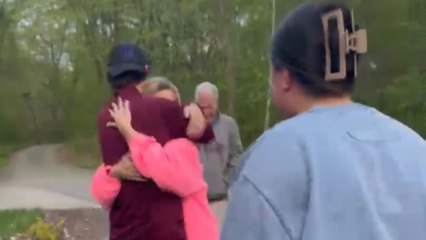 Son surprises mother with an unexpected visit on Mother's Day
