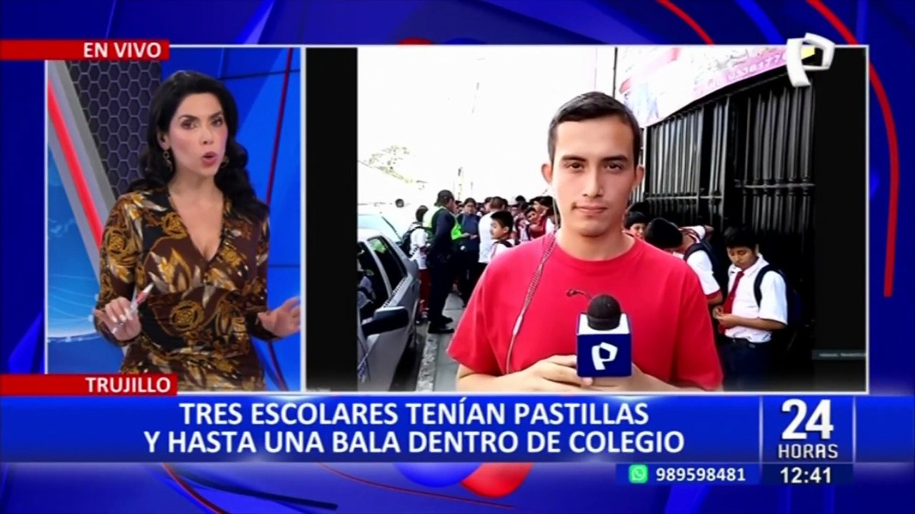 Trujillo: intervienen a escolares que llevaron a colegio bala y pastillas