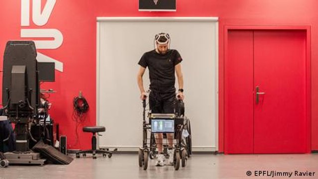 Brain implants help paraplegic man walk again