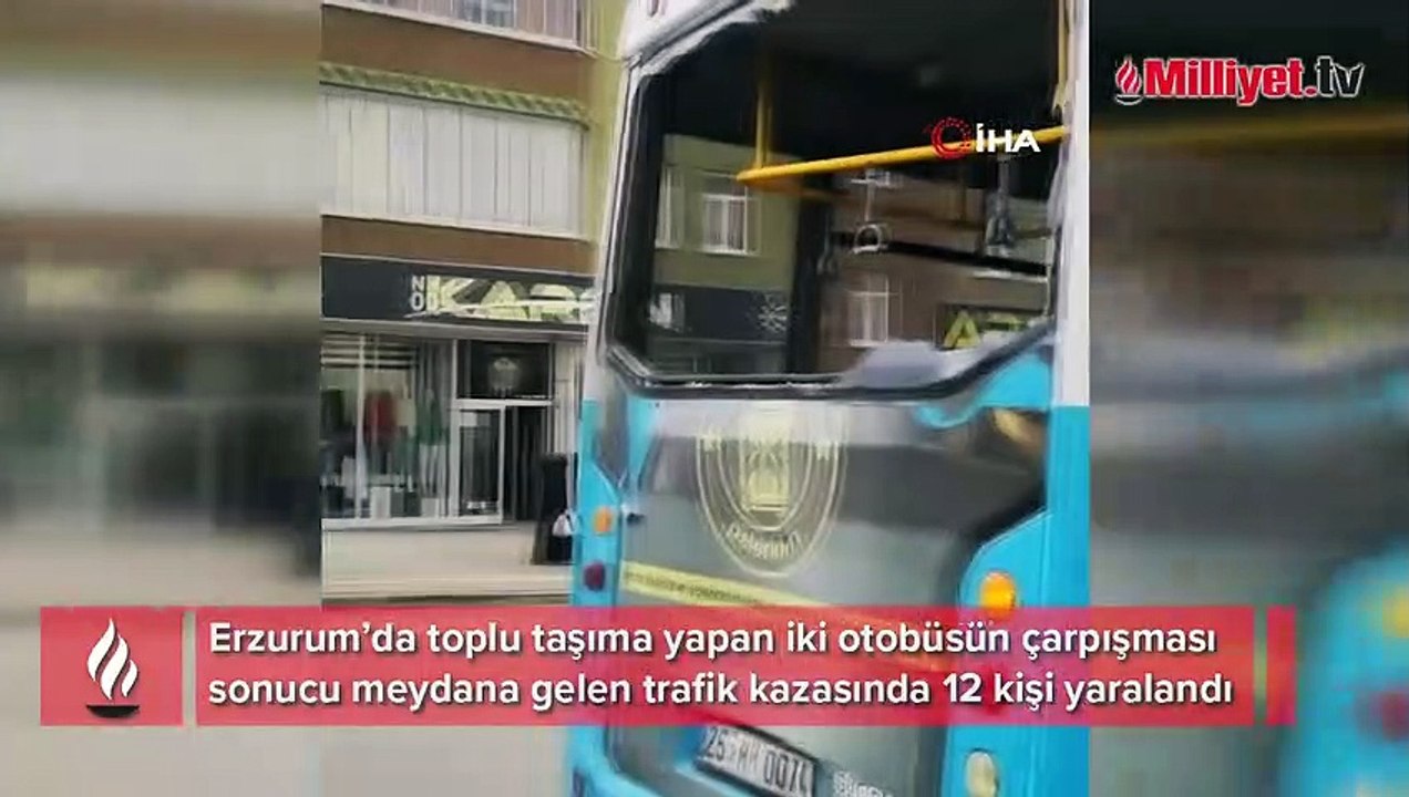 Erzurum’da toplu taşıma yapan iki otobüs çarpıştı: 12 yaralı