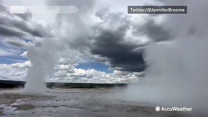 Fountain Geyser puts on a show at Yellowstone