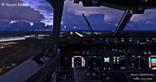 Boeing 737 Rainy Landing Cockpit View At Toulouse