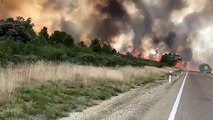 Las llamas en el incendio de la Sierra de la Culebra, en Zamora