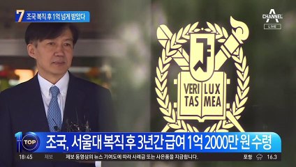 조국 복직 후 3년간 총급여 1억 넘게 받았다