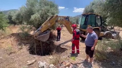 Kuyuya düşen inek itfaiye ekiplerince kurtarıldı