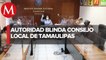 Policía Estatal blindaron el Congreso Local de Tamaulipas, previo a la sesión de hoy
