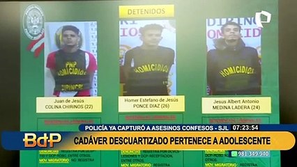 Capturan a criminales que descuartizaron a joven y arrojaron sus restos en una bolsa de rafia en SJL