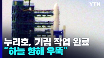 하늘 향해 우뚝 선 누리호...기립 후 케이블 연결 작업 / YTN