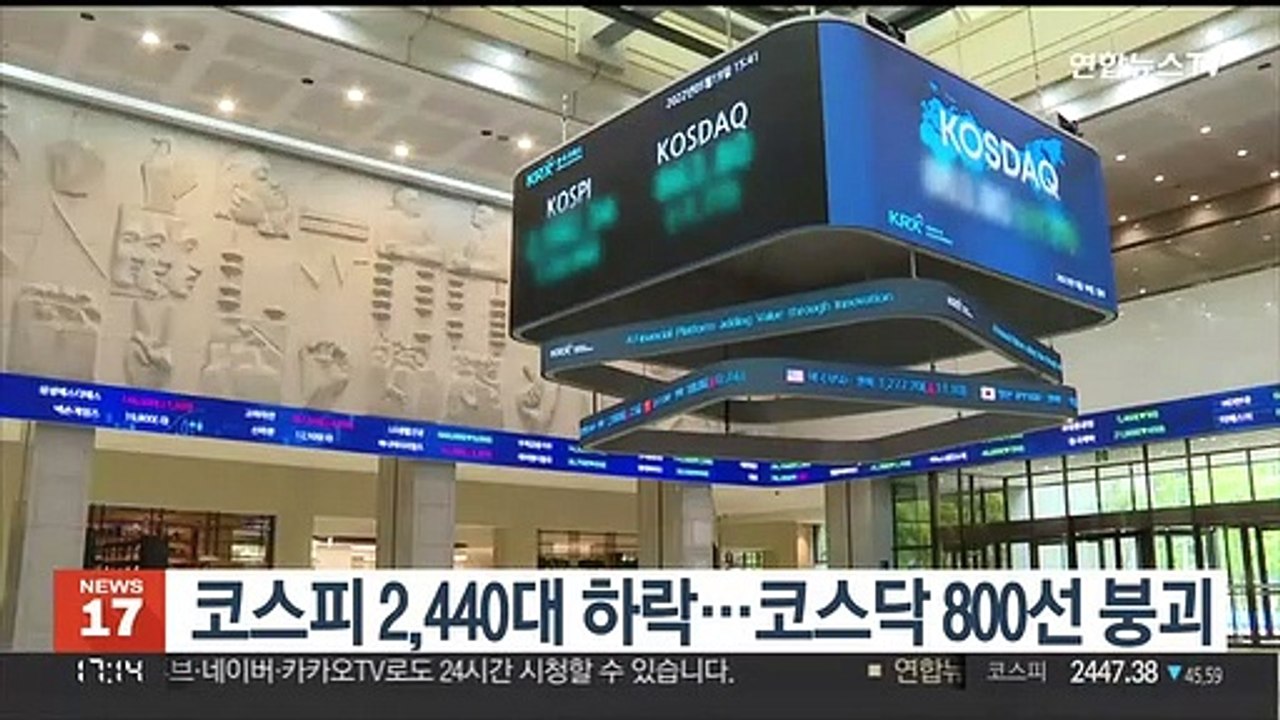 코스피 2,440대 하락…코스닥 800선 붕괴