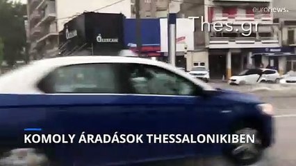 A heves esőzések miatt víz alá került Thesszaloniki