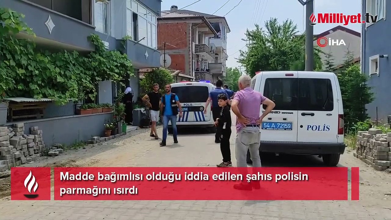 Madde bağımlısı olduğu iddia edilen şahıs polisin parmağını ısırdı