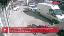 Motosiklet sürücüsü kaldırıma çıkarak aydınlatma direğine çarptı