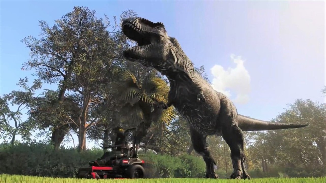Rasenmähen im dino-park: lawn mowing simulator bekommt absurden dlc
