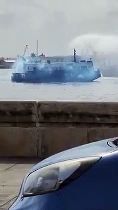 Simulacro de incendio en la Lanchita de Regla, en La Habana