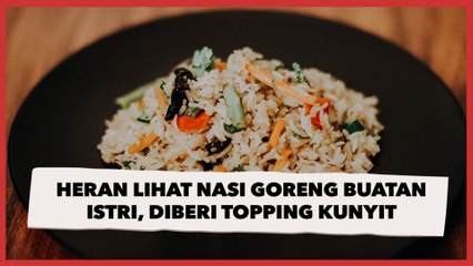 Video herunterladen: Viral Suami Heran Lihat Nasi Goreng Buatan Istri, Diberi Topping Potongan Kunyit untuk Lalap