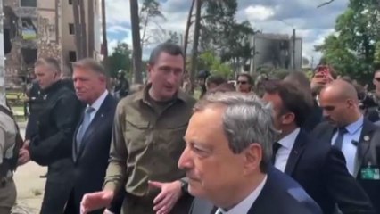 Draghi, Macron e Scholz a Irpin tra macerie e palazzi sventrati