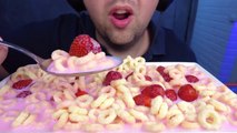 ASMR EXTREME CRUNCHY EATING SOUNDS (FRUIT LOOPS   CHERRY MILK   MINI STRAWBERRY)  NO TALKING