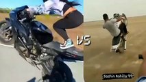 Girls bike stunt vs boys bike stunt