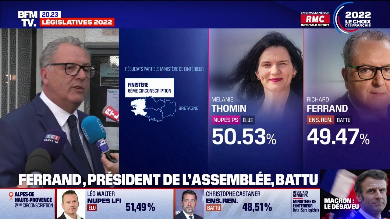 Législatives 2022: Richard Ferrand, président de l'Assemblée Nationale, battu par Mélanie Thomin (Nupes)