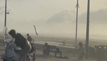 Wind gusts clear French beach