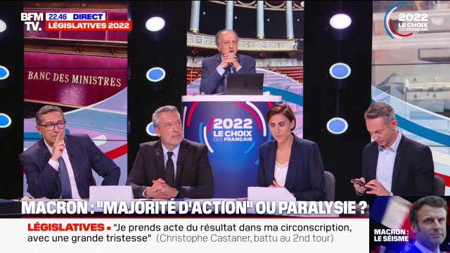 Entre 230 et 245 sièges pour Ensemble, entre 150 et 160 sièges pour la Nupes... Le point sur les résultats des élections législatives à 23h