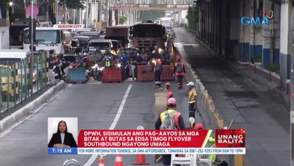 DPWH, sisimulan ang pag-aayos sa mga bitak at butas sa EDSA Timog Flyover Southbound ngayong umaga | UB