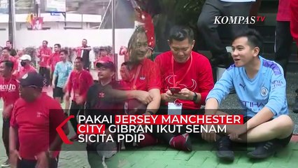 Pakai Jersey Manchester City, Wali Kota Solo Gibran Ikut Senam Sicita PDIP