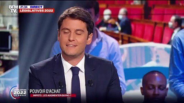Extrait du débat de l'entre-deux-tours des législatives sur BFMTV, présenté par Maxime Switek et Aurélie Casse. Les invités sont Gabriel Attal, Jordan Bardella et Clémentine Autain.