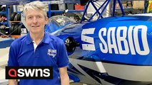 Retired RAF pilot pulls stunts in an aerobatic biplane he built in his garden shed